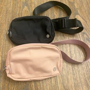 2 Lululemon Belt Bags-  Black & Pastel Pink
